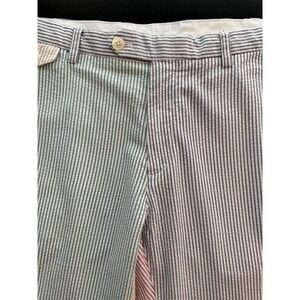 Brooks Brothers Pants Milano Slim-Fit Mens 38x32 Cotton Seersucker Casual Chinos
